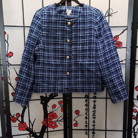 J.Crew Factory Lady Jacket Blue Tweed - Picture 2 of 10